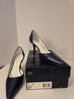 Anne Klein Christa Blue Size 10M Patent Pointed-Toe Pumps NEW!